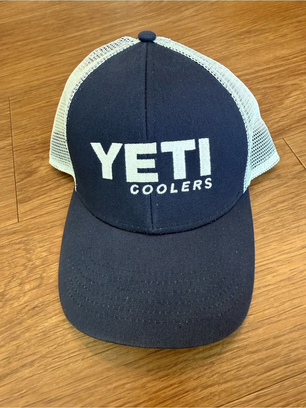 Yeti Navy Front Mesh Trucker Hat with White Logo